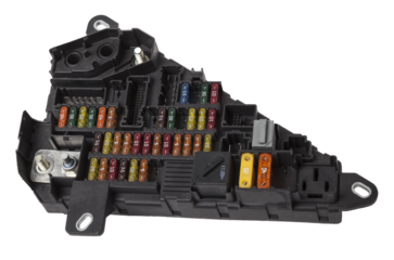 Automotive fuses box in different colors and each color is responsible for the specific value of the protection defined in amperes. Catalog of spare parts.