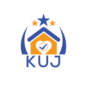 KUJ House logo Letter logo and star icon. Blue vector image on white background. KJG house Monogram home logo picture design and best business icon. 
