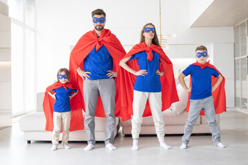 Portrait of superhero family