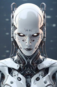 Humanoid robot futuristic machine android generative AI illustration. Future artificial intelligence android concept