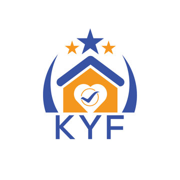 KYF House logo Letter logo and star icon. Blue vector image on white background. KJG house Monogram home logo picture design and best business icon. 
