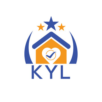 KYL House logo Letter logo and star icon. Blue vector image on white background. KJG house Monogram home logo picture design and best business icon. 
