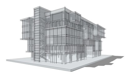 Modern office building concept 3d rendering