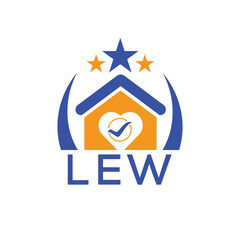 LEW House logo Letter logo and star icon. Blue vector image on white background. KJG house Monogram home logo picture design and best business icon.   © image