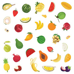 Seamless pattern with fruits. Vector illustration in cartoon style.