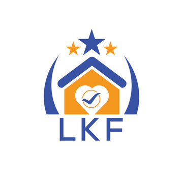 LKF House logo Letter logo and star icon. Blue vector image on white background. KJG house Monogram home logo picture design and best business icon. 
