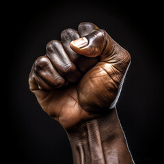 Fototapeta na wymiar Fictional Person, Confronting Racism: The Powerful Symbolism of a Closed Fist Represents Resistance