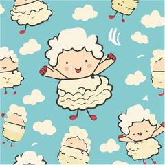 cute simple angel food cake pattern, cartoon, minimal, decorate blankets, carpets, for kids, theme print design
