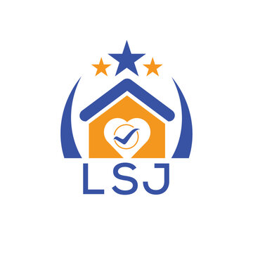 LSJ House logo Letter logo and star icon. Blue vector image on white background. KJG house Monogram home logo picture design and best business icon. 
