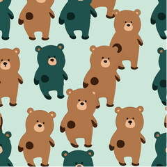 cute simple grizzly bear pattern, cartoon, minimal, decorate blankets, carpets, for kids, theme print design
