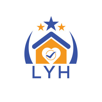 LYH House logo Letter logo and star icon. Blue vector image on white background. KJG house Monogram home logo picture design and best business icon. 
