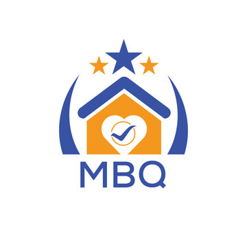 MBQ House logo Letter logo and star icon. Blue vector image on white background. KJG house Monogram home logo picture design and best business icon. 
