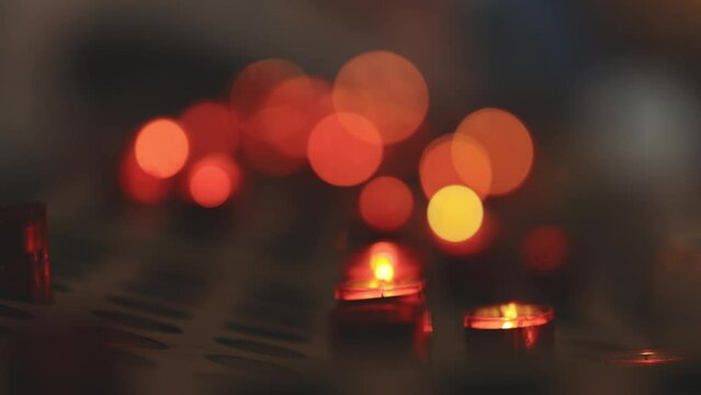 Red blurry light from buttons - bokeh effect
