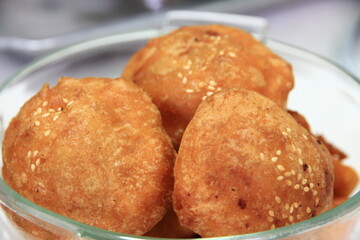 Desserts, traditional desserts made from flour and fried crispy. Delicious taste and ready to eat.