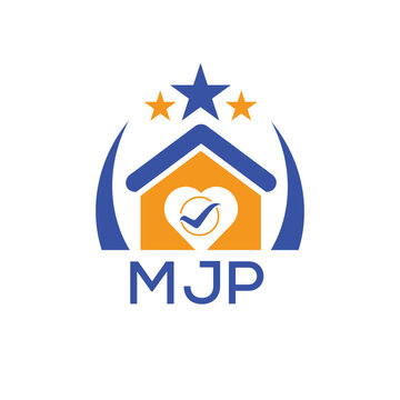 MJP House logo Letter logo and star icon. Blue vector image on white background. KJG house Monogram home logo picture design and best business icon. 
