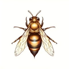 vintage bee pencil drawing illustration isolated on white background Generative AI