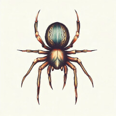 spider pencil drawing illustration isolated on white background Generative AI