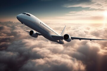 Fototapeta na wymiar Aerodynamic Marvel: High-Tech Aircraft Soaring Among the Clouds