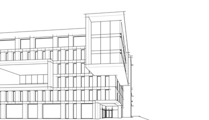 Modern office building concept 3d rendering