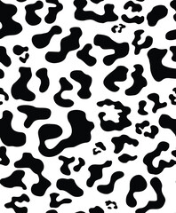 
Leopard print seamless black and white pattern with spots, vector design