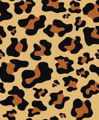 Vector print leopard seamless pattern, texture of a cat, spots on a yellow background