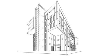 Modern office building concept 3d rendering