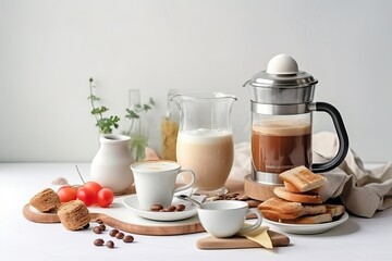 Coffee maker with breakfast food (Ai generated)