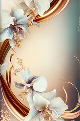A Wallpaper in the Dreamy Symphony Opal Orchids and Copper Waves Style - Orchids Background with Opal and Copper Elements - Beautiful Orchids Backdrop created with Generative AI Technology