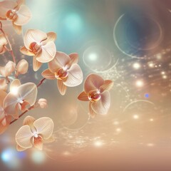 Fototapeta na wymiar A Wallpaper in the Dreamy Symphony Opal Orchids and Copper Waves Style - Orchids Background with Opal and Copper Elements - Beautiful Orchids Backdrop created with Generative AI Technology