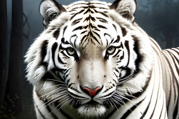 Incredibly beautiful Bengal White Tiger. Generative AI
