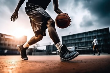 Naklejka premium Basketball player on the field in action (Ai generated)