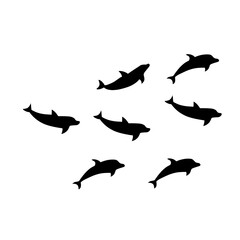 Fototapeta premium Dolphins line shape silhouette group