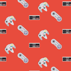 Retrogaming pattern with gamepad nes 90-80s style. retro controller © Vaivöd