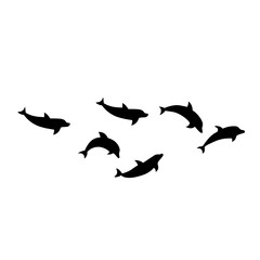 Obraz na płótnie Canvas Dolphins line shape silhouette group