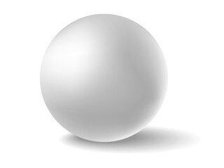 White matte realistic ball and shadow on isolated background. Vector illustration