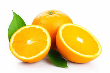 Fototapeta na wymiar Fresh ripe oranges isolated on white background. Generative AI.
