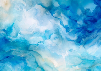 Obraz premium Blue watercolor paint on paper background texture. Generative Ai Illustration. 