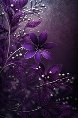 Obraz na płótnie Canvas A Background with Glimmering Harmony Amethyst Blooms and Silver Threads - A Beautiful Purple Silver Flowers Backdrop with Copy Space for Text - Flower Wallpaper created with Generative AI Technology