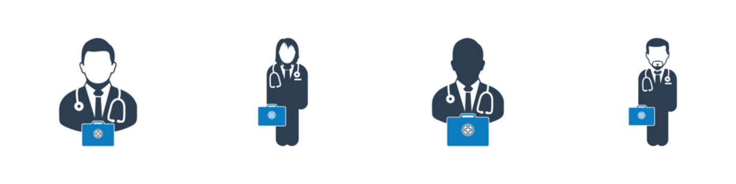 Doctor Duty Icon Set. Collection of Physician, Nurse, Consultant, Emergency and More Icons. Editable Flat Vector Illustration.