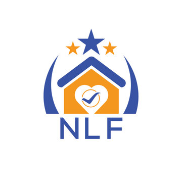 NLF House logo Letter logo and star icon. Blue vector image on white background. KJG house Monogram home logo picture design and best business icon. 
