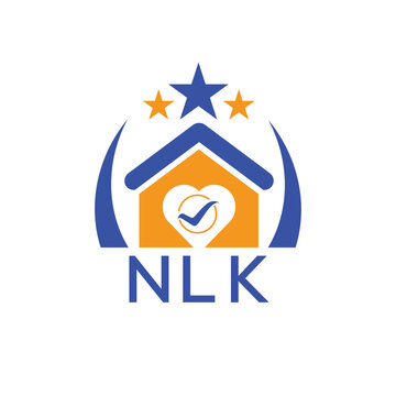 NLK House logo Letter logo and star icon. Blue vector image on white background. KJG house Monogram home logo picture design and best business icon. 
