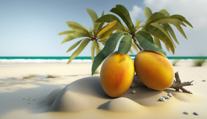 Fototapeta na wymiar Mango inviting a taste of the tropics. Generative AI