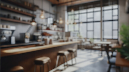 Architectural 3D Rendering Of Coffee Shop Blurred Background Illustration