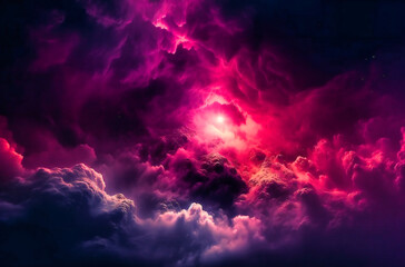 space with purple and golden stars and clouds in the background