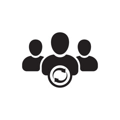 User group icon. Management Business Team Leader Sign. Social Media, Teamwork concept. Refresh symbol. Repeat icon. Customer rotation, business symbol