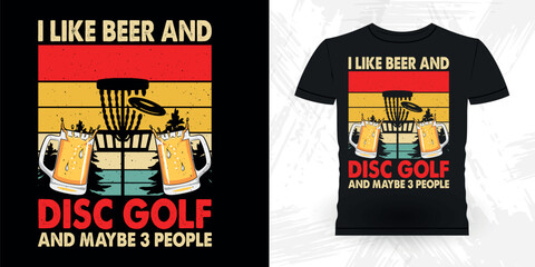 Beer Lover Funny Disc Golfing Retro Vintage Disc Golf Player T-shirt Design
