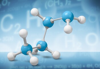 Colored molecules model on desk in lab