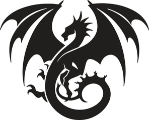 black dragon tattoo. dragon logo. dragon tribal. vector illustration.