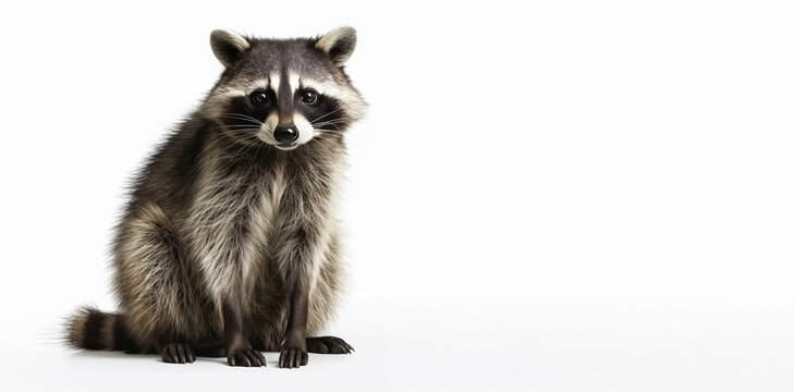 Raccoon animal isolated on white background, Generative AI
