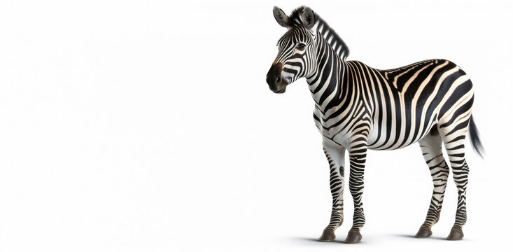 Zebra animal isolated on white background, Generative AI